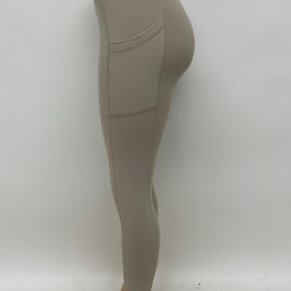 JESKHI Women's Leggings with Pockets, Beige - Picture 2 of 5